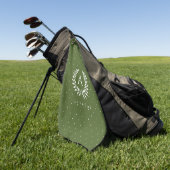 Wit Op Groen Lauwerier Monogram Stippenpatroon Golfhanddoek (Groen)