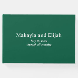 Wit op groen minimalistisch bruiloft gastenboek