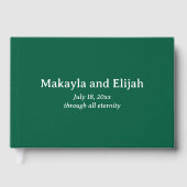 Wit op groen minimalistisch bruiloft gastenboek (Voorkant)