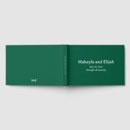 Wit op groen minimalistisch bruiloft gastenboek