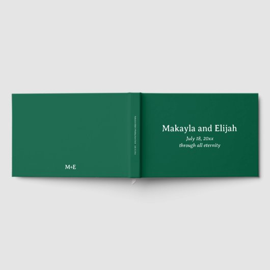 Wit op groen minimalistisch bruiloft gastenboek (Volledig)