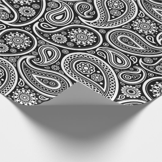 Wit op groen paisleypatroon, verpakking pa cadeaupapier (Hoek)