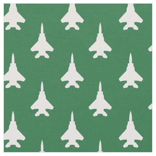 Wit op Groene Strike Eagle Fighter Jet Patroon Stof (Close Up)
