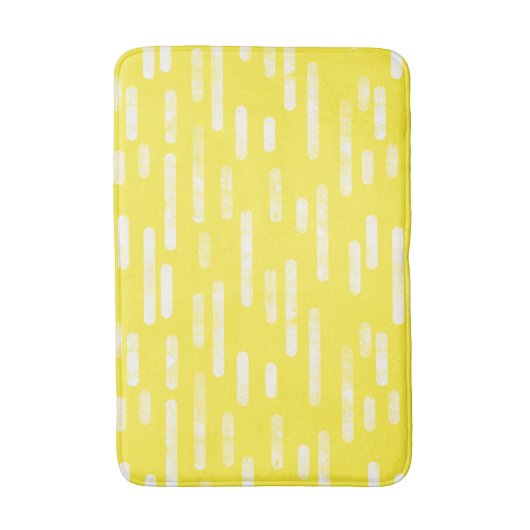 Wit op helder geel afgeronde lijnen patroon badmat (Voorkant Verticaal)