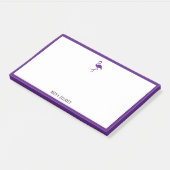 Wit op Helder Paarse Flamingo & Rand w / Naam Post-it® Notes (Schuin)