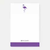Wit op Helder Paarse Flamingo & Rand w / Naam Post-it® Notes (Voorkant)