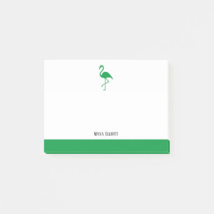 Wit op Heldergroene Flamingo & Rand met Naam Post-it® Notes