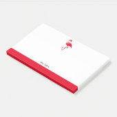 Wit op Helderrode Flamingo & Rand met Naam Post-it® Notes (Schuin)