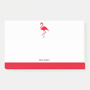 Wit op Helderrode Flamingo & Rand met Naam Post-it® Notes