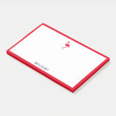 Wit op Helderrode Flamingo & Rand w / Naam Post-it® Notes (Schuin)