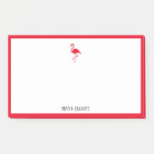 Wit op Helderrode Flamingo & Rand w / Naam Post-it® Notes (Voorkant)