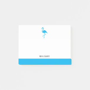Wit op Hemelsblauw Flamingo & Rand met Naam Post-it® Notes