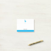 Wit op Hemelsblauw Flamingo & Rand met Naam Post-it® Notes (Op bureau)