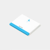 Wit op Hemelsblauw Flamingo & Rand met Naam Post-it® Notes (Schuin)
