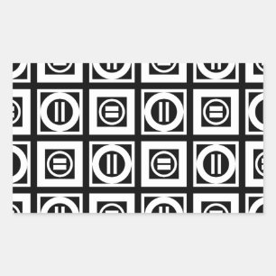 Wit op het Zwarte Geometrische Patroon van het Rechthoekige Sticker