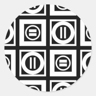 Wit op het Zwarte Geometrische Patroon van het Ronde Sticker