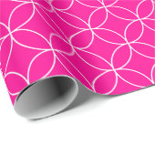 Wit op Hot Pink Overlappende cirkels Cadeaupapier (Rol Hoek)