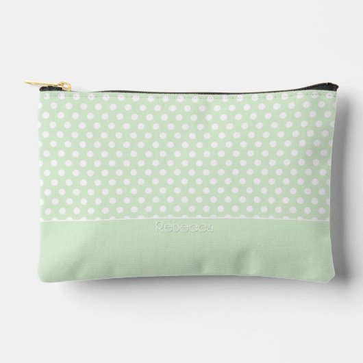 Wit op Jade Green Polka Dot Patroon met Naam Etui (Voorkant)