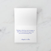Wit op Koninklijk Blauwe Sierlijke Script Bedankkaart (Binnen)