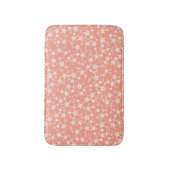 Wit op koraal | Lino Print Stars Patroon Badmat (Voorkant Verticaal)