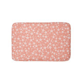 Wit op koraal | Lino Print Stars Patroon Badmat (Voorkant)