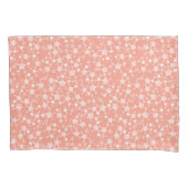 Wit op koraal | Lino Print Stars Patroon Kussensloop (Voorkant-Links)