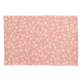 Wit op koraal | Lino Print Stars Patroon Kussensloop