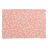 Wit op koraal | Lino Print Stars Patroon Kussensloop (Voorkant-Rechts)