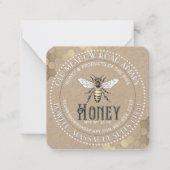 Wit op Kraft  Bee Honey Jar Label Notitiekaartje (Voorkant)