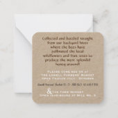 Wit op Kraft  Bee Honey Jar Label Notitiekaartje (Achterkant)