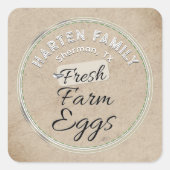 Wit op Kraft Boerderij Hen Haan Ei Karton Vierkante Sticker (Voorkant)