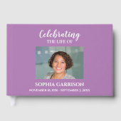 Wit op Lavendel Viering van het Leven met Foto Gastenboek (Voorkant)