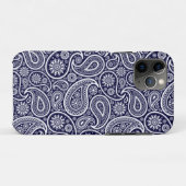 Wit op marineblauw retro paisley patroon Case-Mate iPhone case (Achterkant (horizontaal))