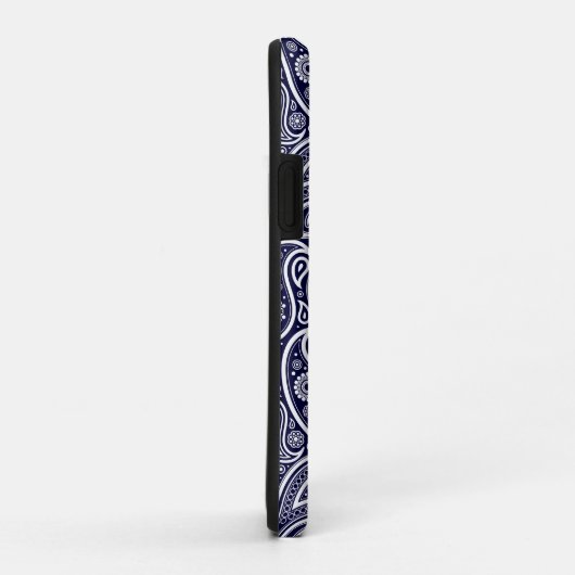 Wit op marineblauw retro paisley patroon Case-Mate iPhone case (Achterkant/rechts)