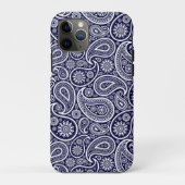 Wit op marineblauw retro paisley patroon Case-Mate iPhone case (Achterkant)