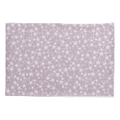 Wit op Mauve | Lino Print Stars Patroon Kussensloop (Achterkant-Links)