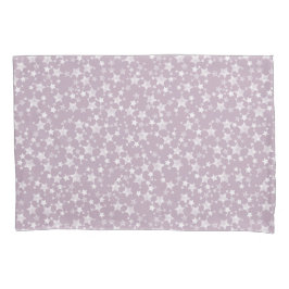 Wit op Mauve | Lino Print Stars Patroon Kussensloop