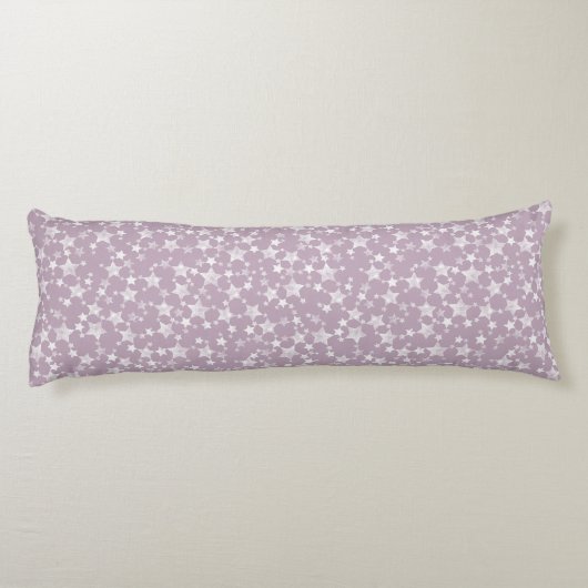 Wit op Mauve | Lino Print Stars Patroon Lichaamskussen (Achterkant)