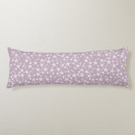 Wit op Mauve | Lino Print Stars Patroon Lichaamskussen