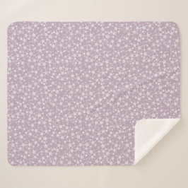 Wit op Mauve | Lino Print Stars Patroon Sherpa Deken