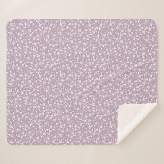 Wit op Mauve | Lino Print Stars Patroon Sherpa Deken (Voorkant (horizontaal))