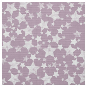 Wit op Mauve Lino Print Stars Patroon Stof
