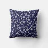Wit op Midnight Blue | Lino Print Stars Patroon Kussen (Achterkant)