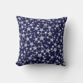 Wit op Midnight Blue | Lino Print Stars Patroon Kussen (Voorkant)