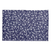 Wit op Midnight Blue | Lino Print Stars Patroon Kussensloop (Achterkant-Links)