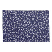 Wit op Midnight Blue | Lino Print Stars Patroon Kussensloop (Achterkant-Rechts)