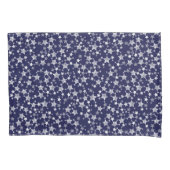 Wit op Midnight Blue | Lino Print Stars Patroon Kussensloop (Voorkant-Links)