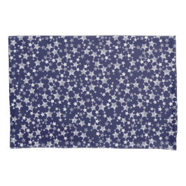 Wit op Midnight Blue | Lino Print Stars Patroon Kussensloop