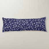 Wit op Midnight Blue | Lino Print Stars Patroon Lichaamskussen (Achterkant)