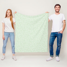Wit op Mint Green | Lino Print Stars Patroon Fleece Deken
